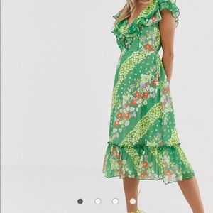 Twisted Wunder midi dress green floral